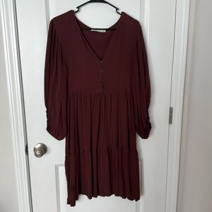Rusttydustty Plus Size Mini Dress Burgundy 3X